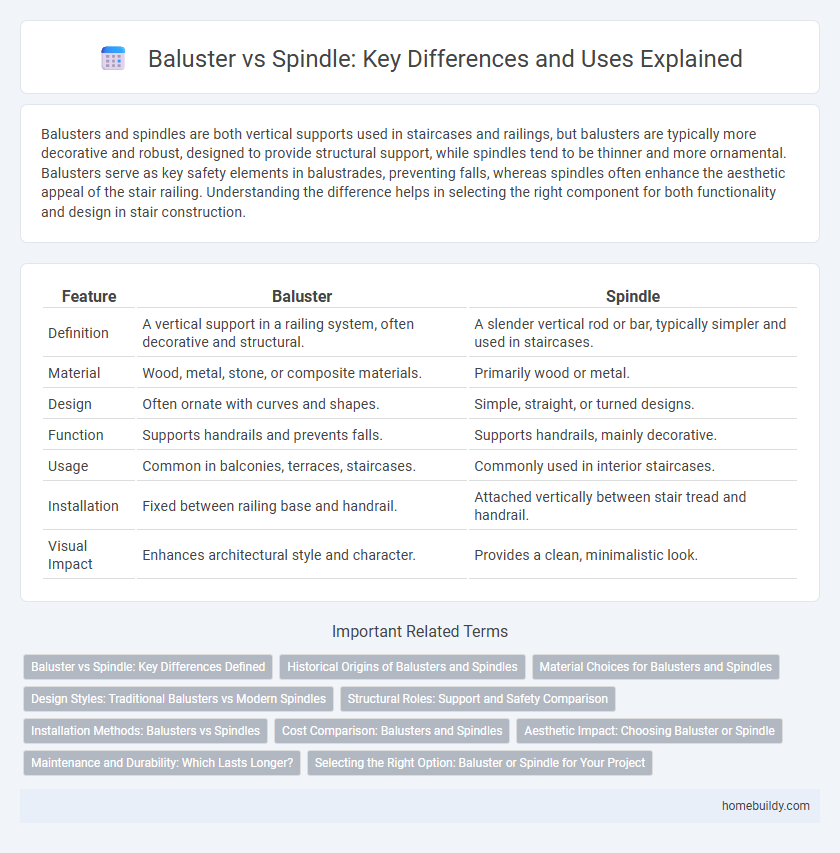Baluster vs Spindle: Key Differences and Uses Explained