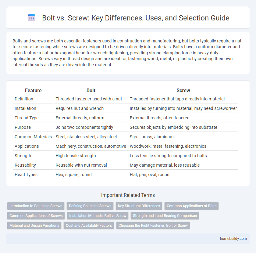 Bolt vs. Screw: Key Differences, Uses, and Selection Guide