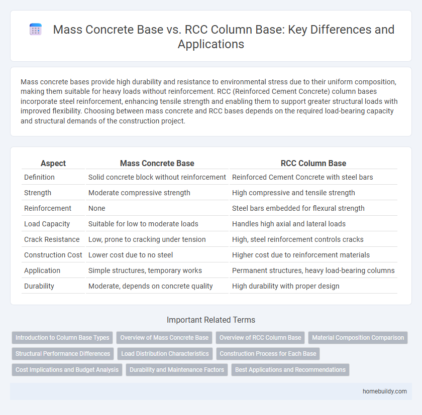 Mass Concrete Base vs. RCC Column Base: Key Differences and Applications