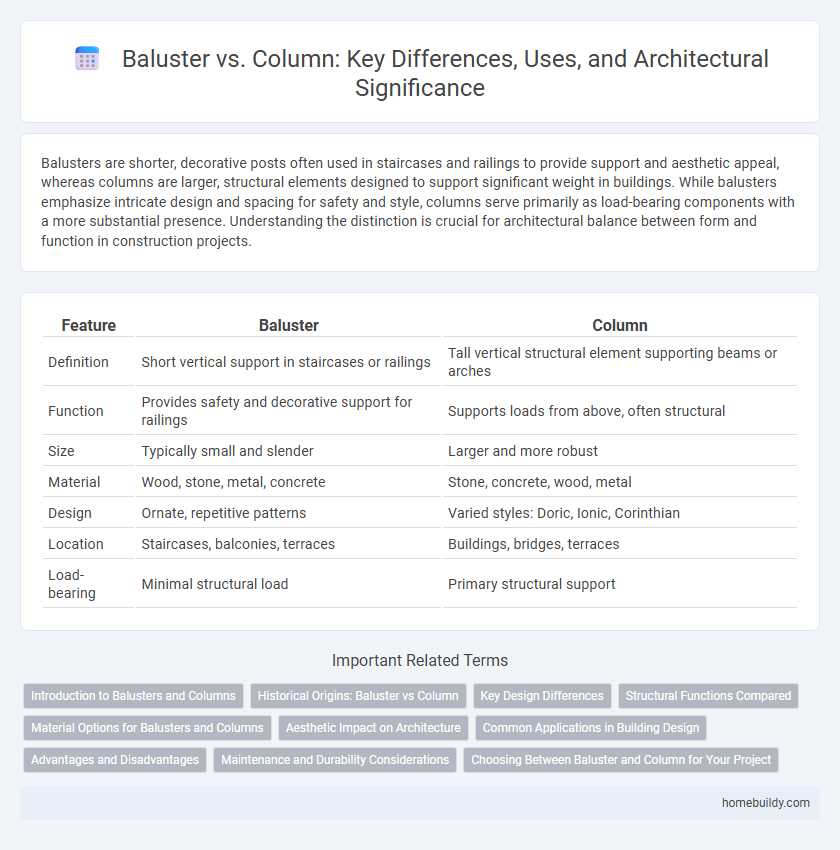 Baluster vs. Column: Key Differences, Uses, and Architectural Significance
