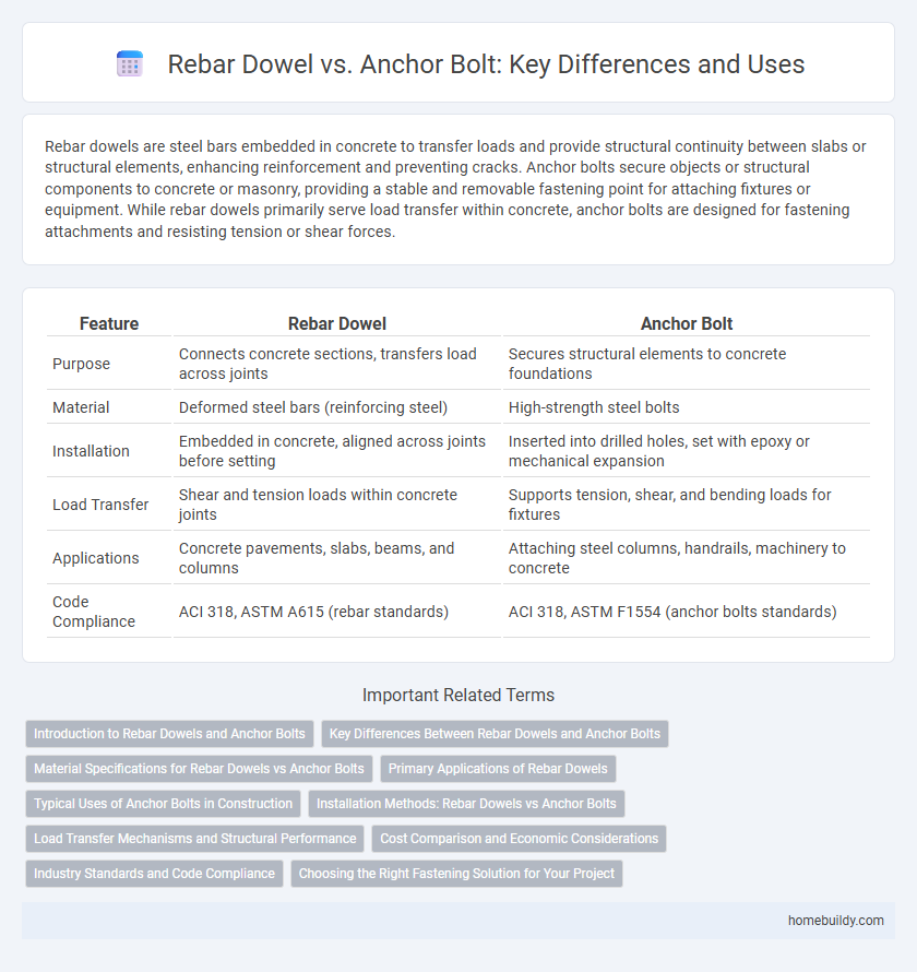 Rebar Dowel vs. Anchor Bolt: Key Differences and Uses