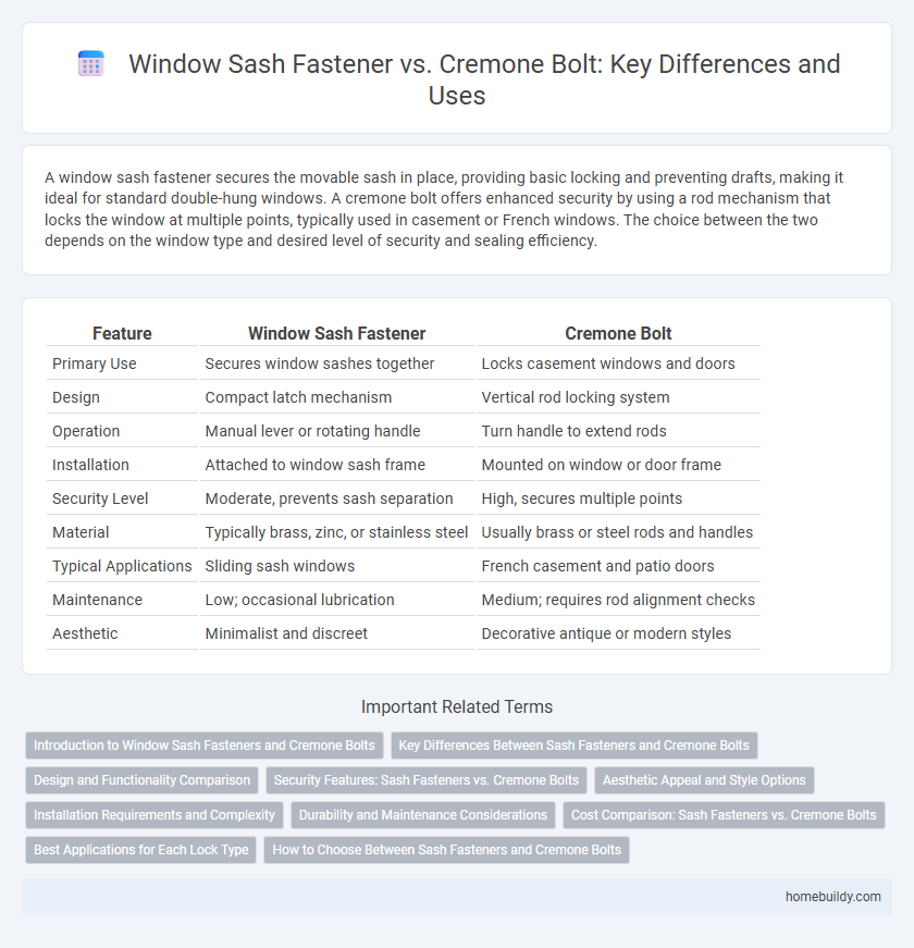 Window Sash Fastener vs. Cremone Bolt: Key Differences and Uses